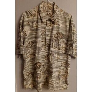 Campia Moda XL Hawaiian Shirt Island Palm Trees Cotton Short Sleeve Button Up